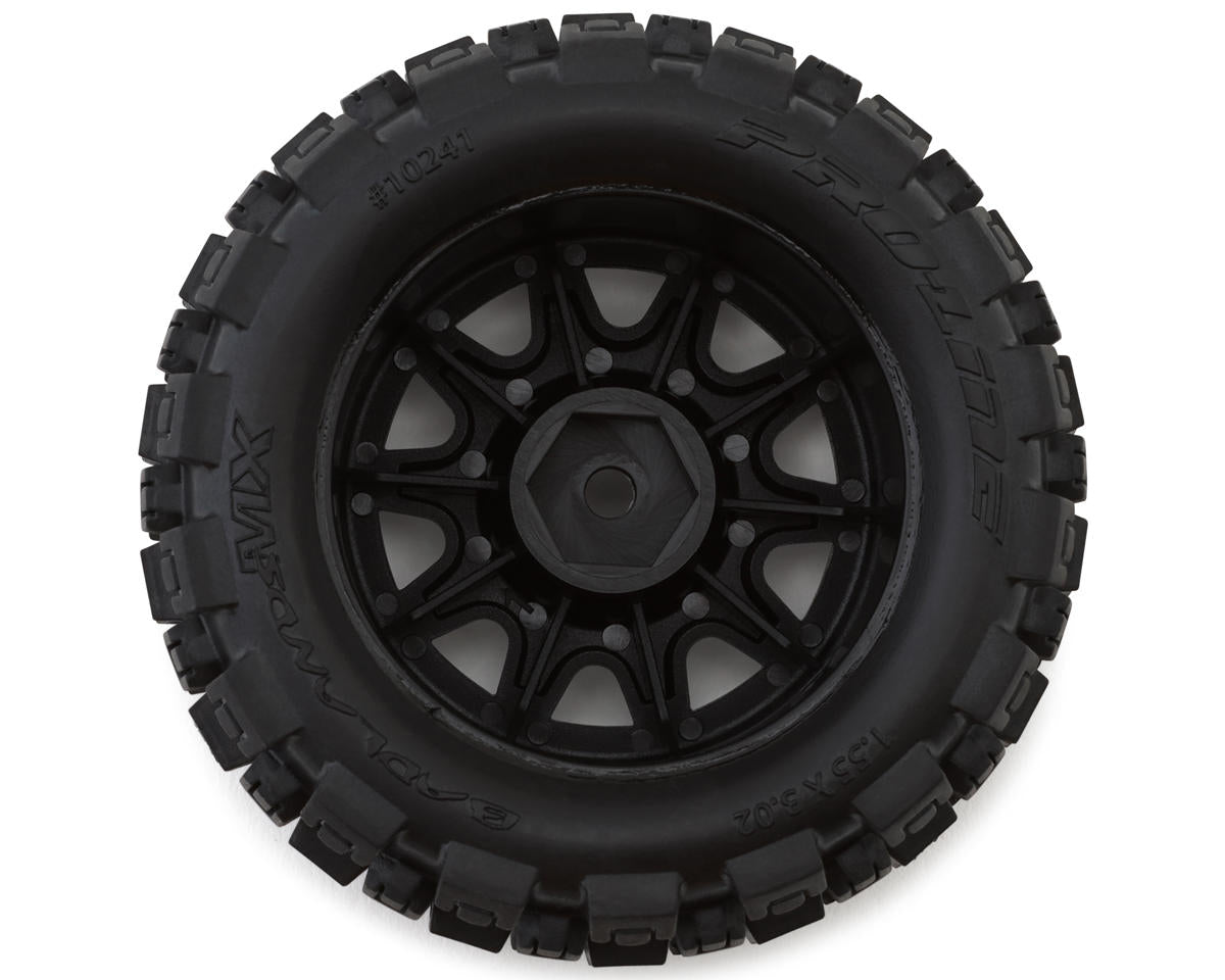 Pro-Line Badlands MX 1/18 Pre-Mounted Monster Truck Tires Raid Wheels (4pcs) 12mm