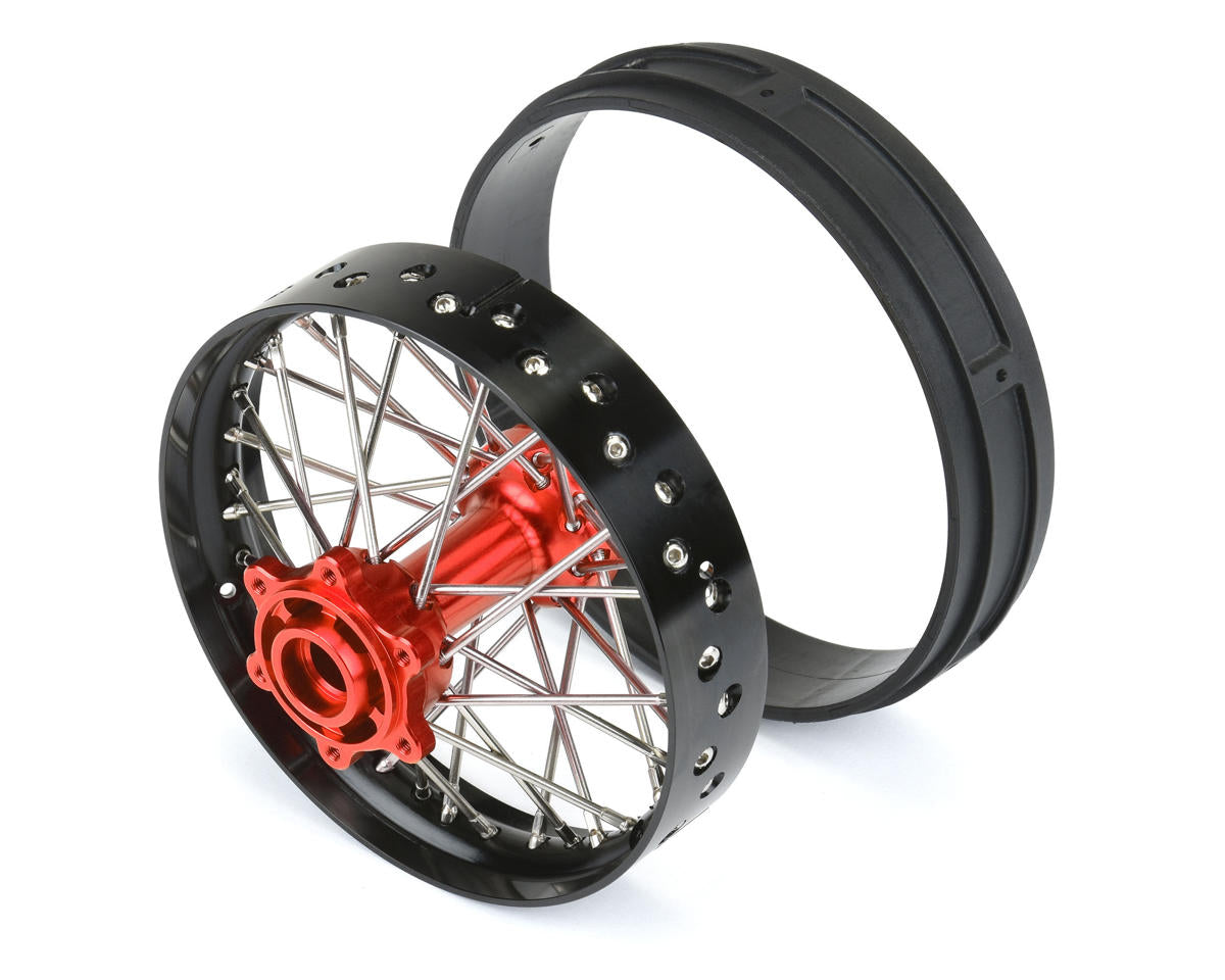Pro-Line Promoto-MX Pro-Spec Aluminum V2 Bead Pre-Assembled Rear Wheel Black/Red για Losi Promoto-MX