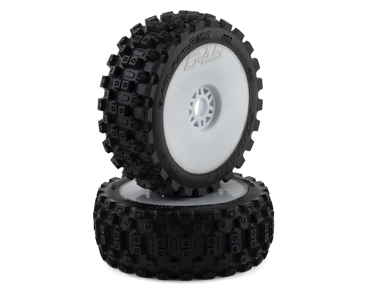 Pro-Line Badlands MX 1/8 Pre-Mounted Buggy Tires Velocity V2 Wheels White (2pcs) M2