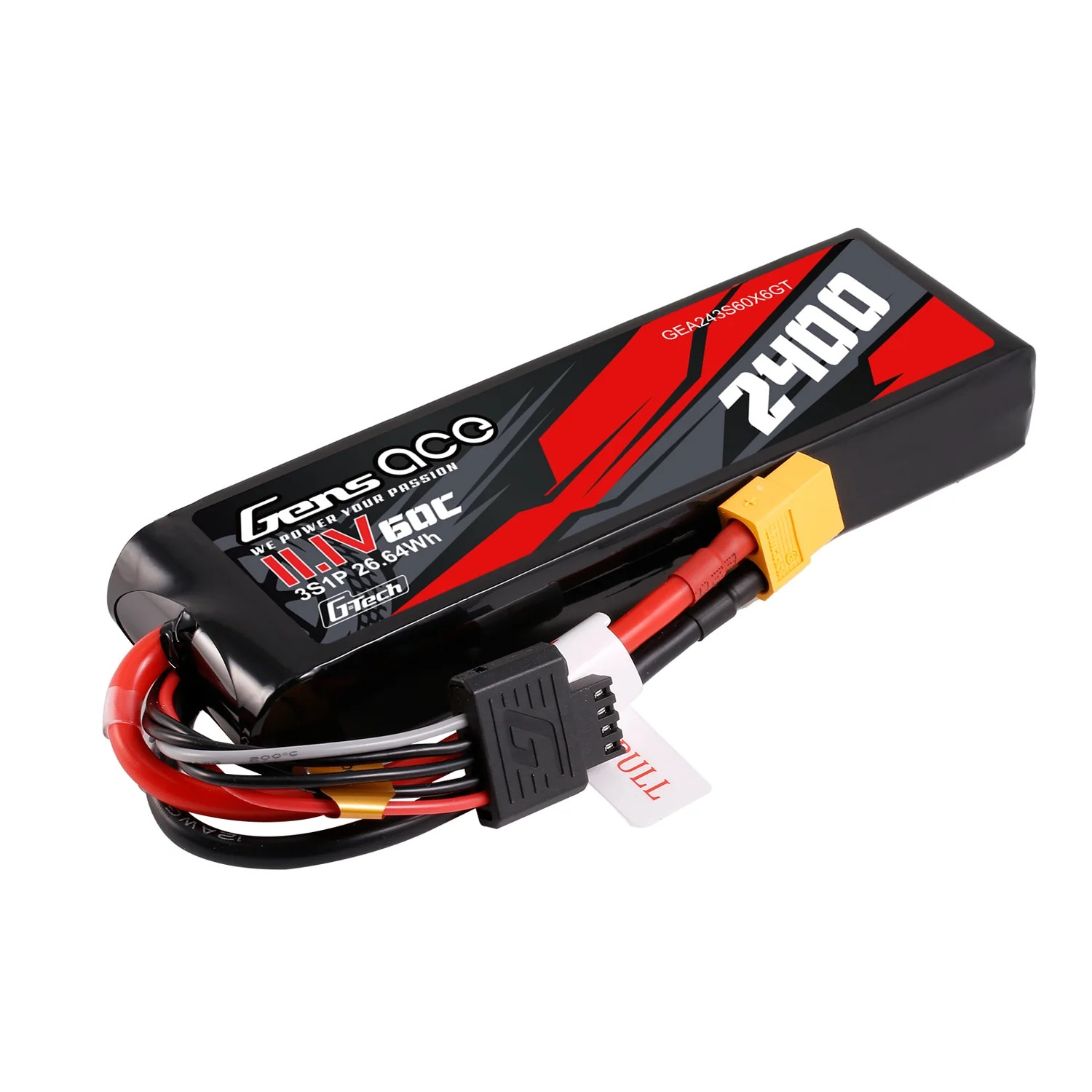 Gens ace G-Tech 2400mAh 11.1V 60C 3S LiPo Battery με XT60 Plug