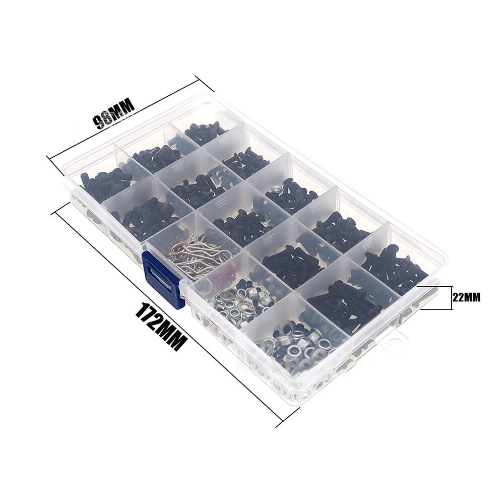 ProtonRC 500PCS Universal RC Car Screws- Box Kit Compatible with Axial traxxas Arrma Losi 1/8 1/10 1/12 1/16 Scale RC Cars