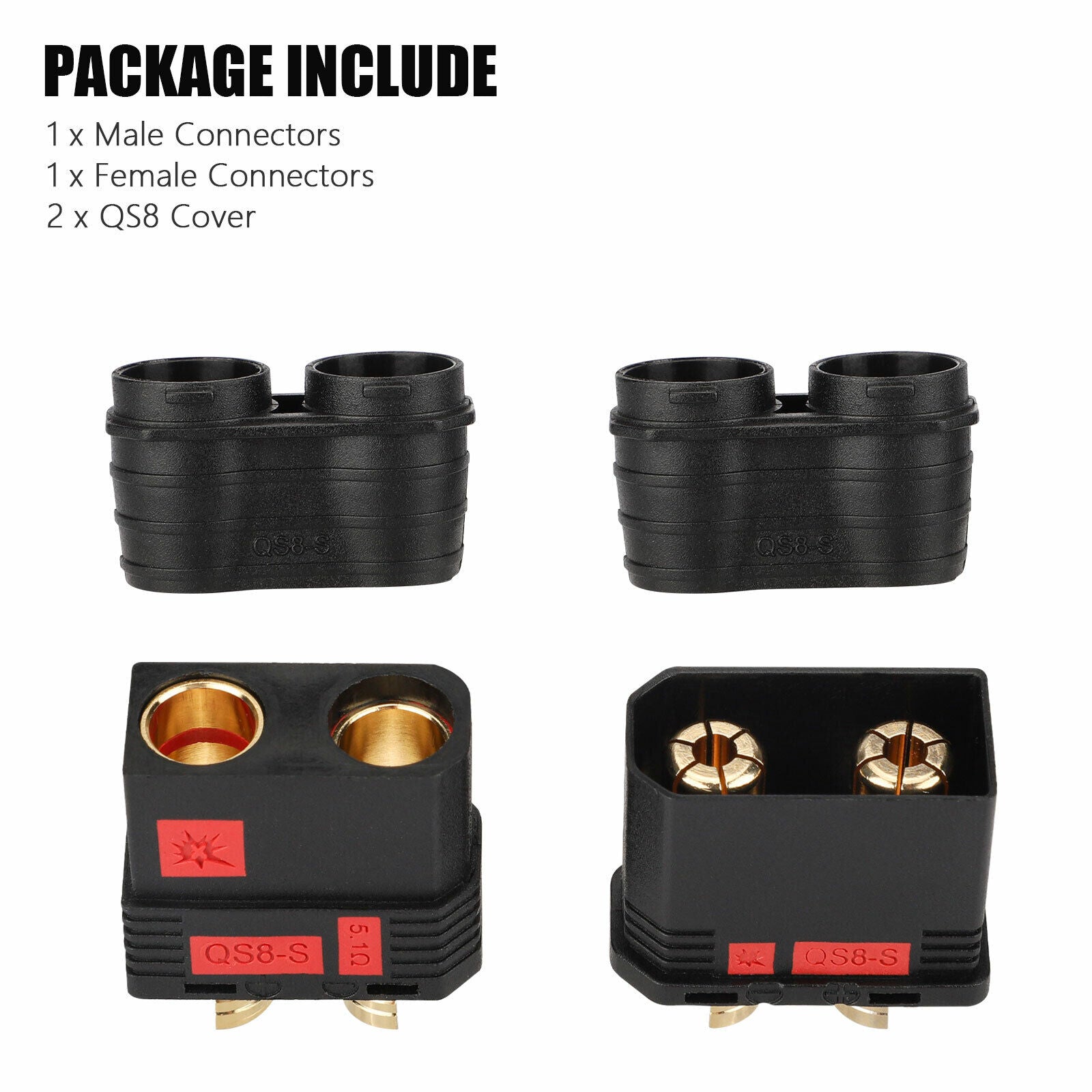 ProtonRC QS8-S Anti-Spark Connector Pair 8mm 130A-200A – Σετ Βυσμάτων Male/Female με Cover