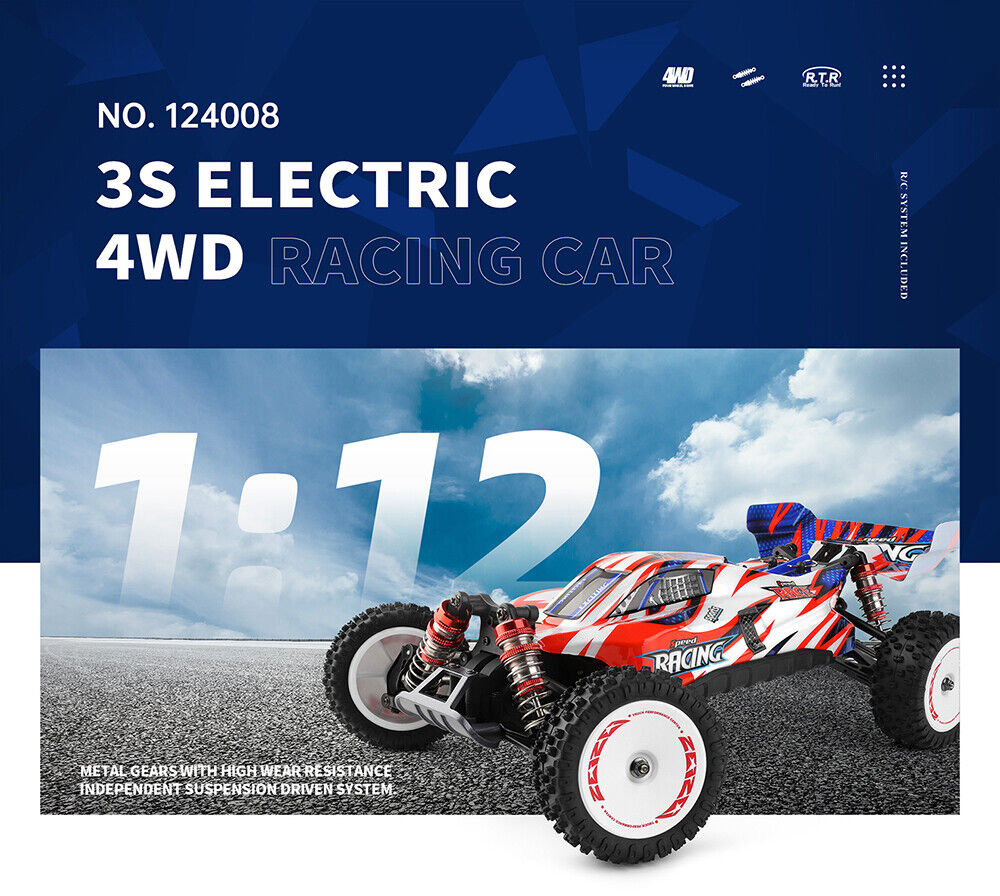 WLtoys 124008 1/12 4WD 2.4G 60km/h High Speed Brushless Motor RC Racing Car