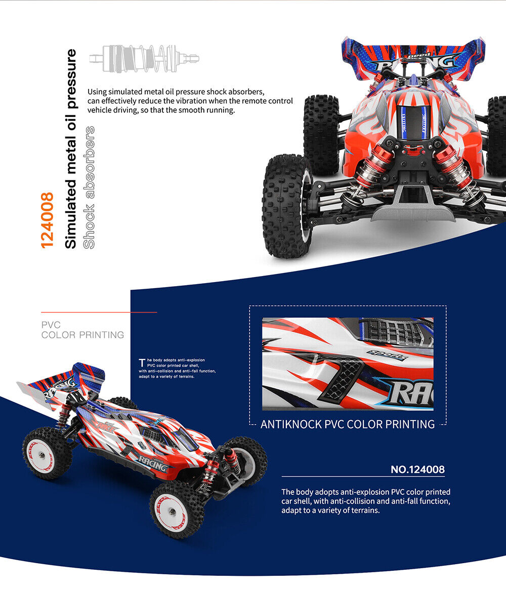 WLtoys 124008 1/12 4WD 2.4G 60km/h High Speed Brushless Motor RC Racing Car