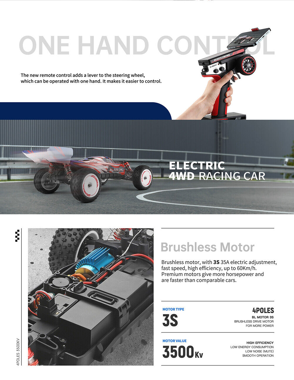 WLtoys 124008 1/12 4WD 2.4G 60km/h High Speed Brushless Motor RC Racing Car