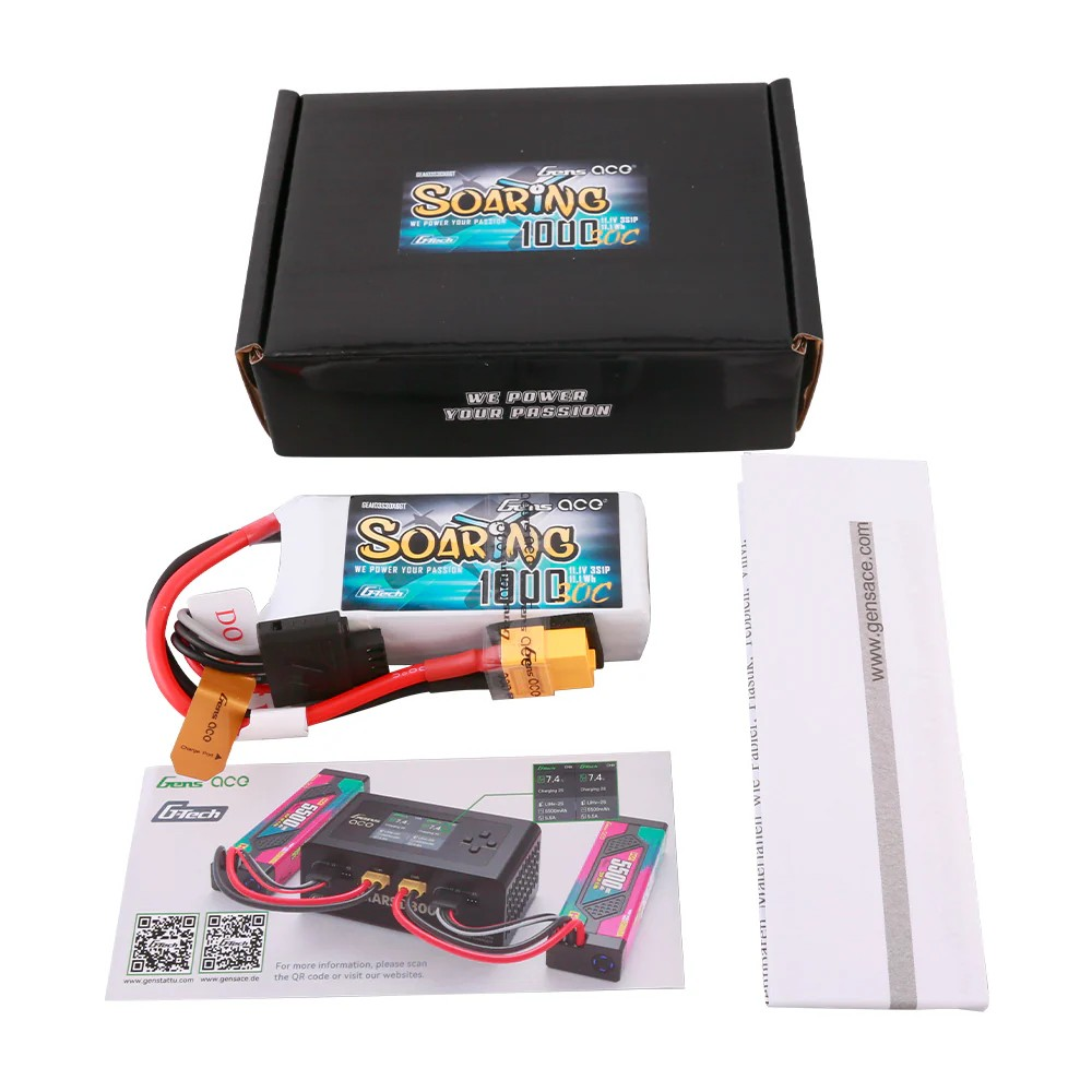 Gens Ace G-Tech Soaring 1000mAh 11.1V 30C 3S LiPo Battery XT60