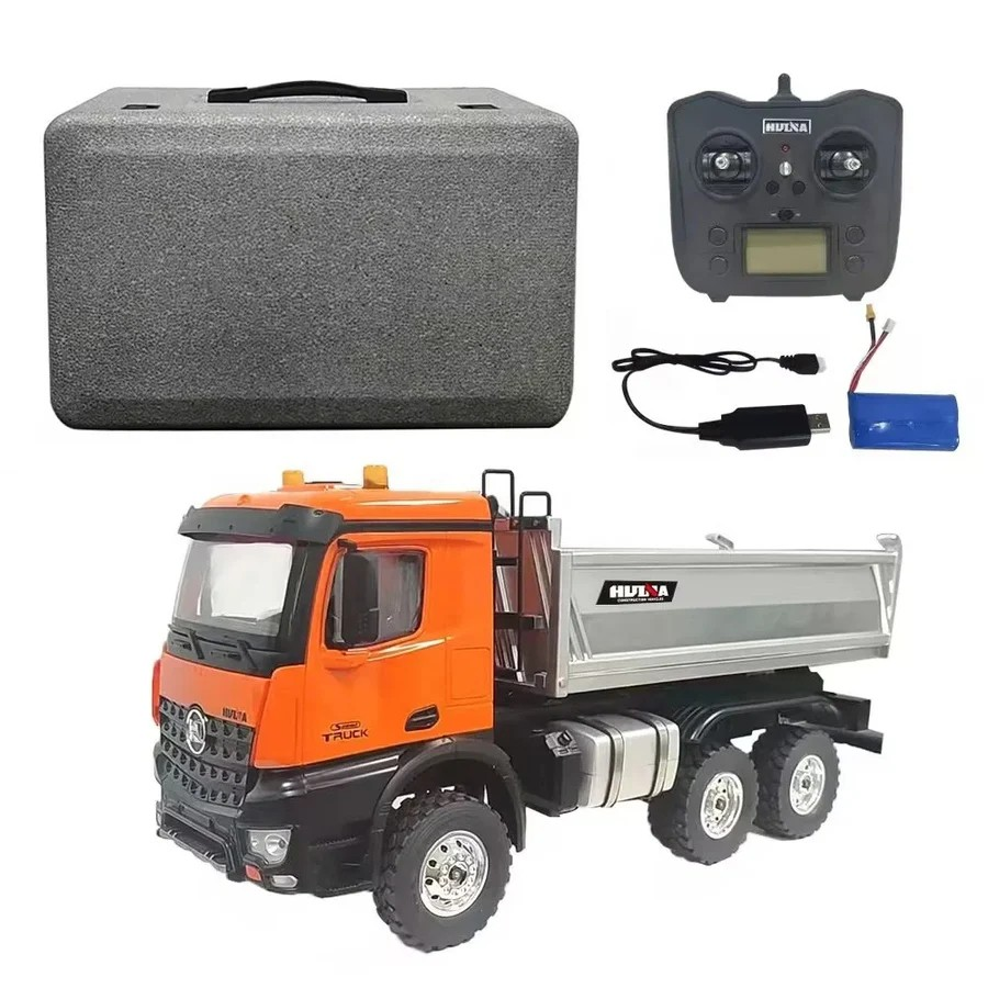 HUINA 1598 1/14 RC Dump Truck 6x6 11CH 2.4GHz – Τηλεκατευθυνόμενο Φορτηγό Ανατροπής Orange