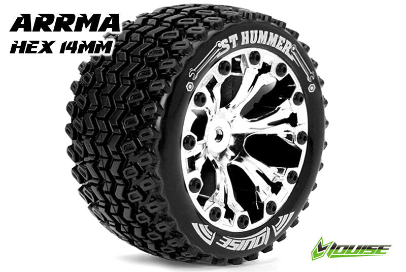 Team Louise L-T3209SBM St-Hummer 1-10 Stadium Truck Tyres Ready Glued Soft 2.8" Rims Black Hex 14Mm Arrma 4X4 1-10 Front Rear. (2 pcs.)