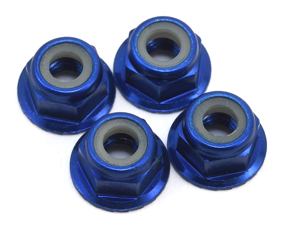Traxxas 4mm Aluminum Serrated Flange Lock Nuts Blue (4) | Racerc