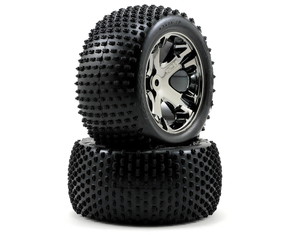 Traxxas Alias Rear Tires with All-Star Wheels Black Chrome 2pcs – Πίσω Τροχοί Προμονταρισμένοι