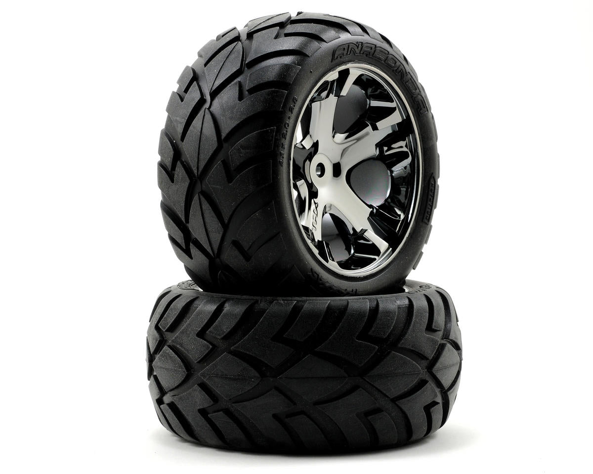 Traxxas Anaconda Rear Tires w/ All-Star Wheels Black Chrome (2pcs)