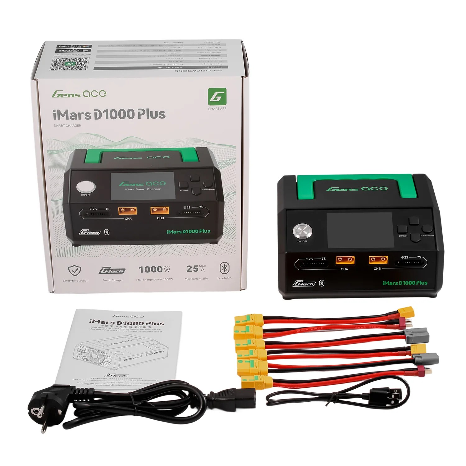Gens ace iMars D1000 Plus Smart Charger Dual Channel 1000W | G-Tech | Bluetooth App Control