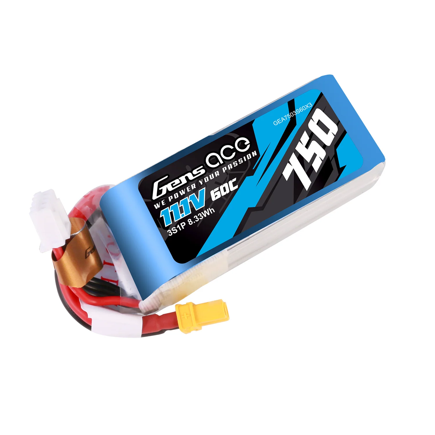 Gens Ace 750mAh 11.1V 60C 3S LiPo Battery XT30
