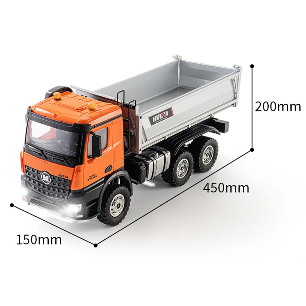 HUINA 1598 1/14 RC Dump Truck 6x6 11CH 2.4GHz – Τηλεκατευθυνόμενο Φορτηγό Ανατροπής Orange