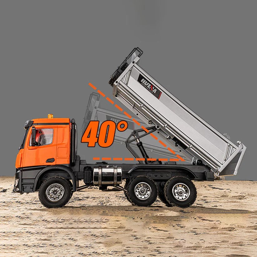 HUINA 1598 1/14 RC Dump Truck 6x6 11CH 2.4GHz – Τηλεκατευθυνόμενο Φορτηγό Ανατροπής Orange