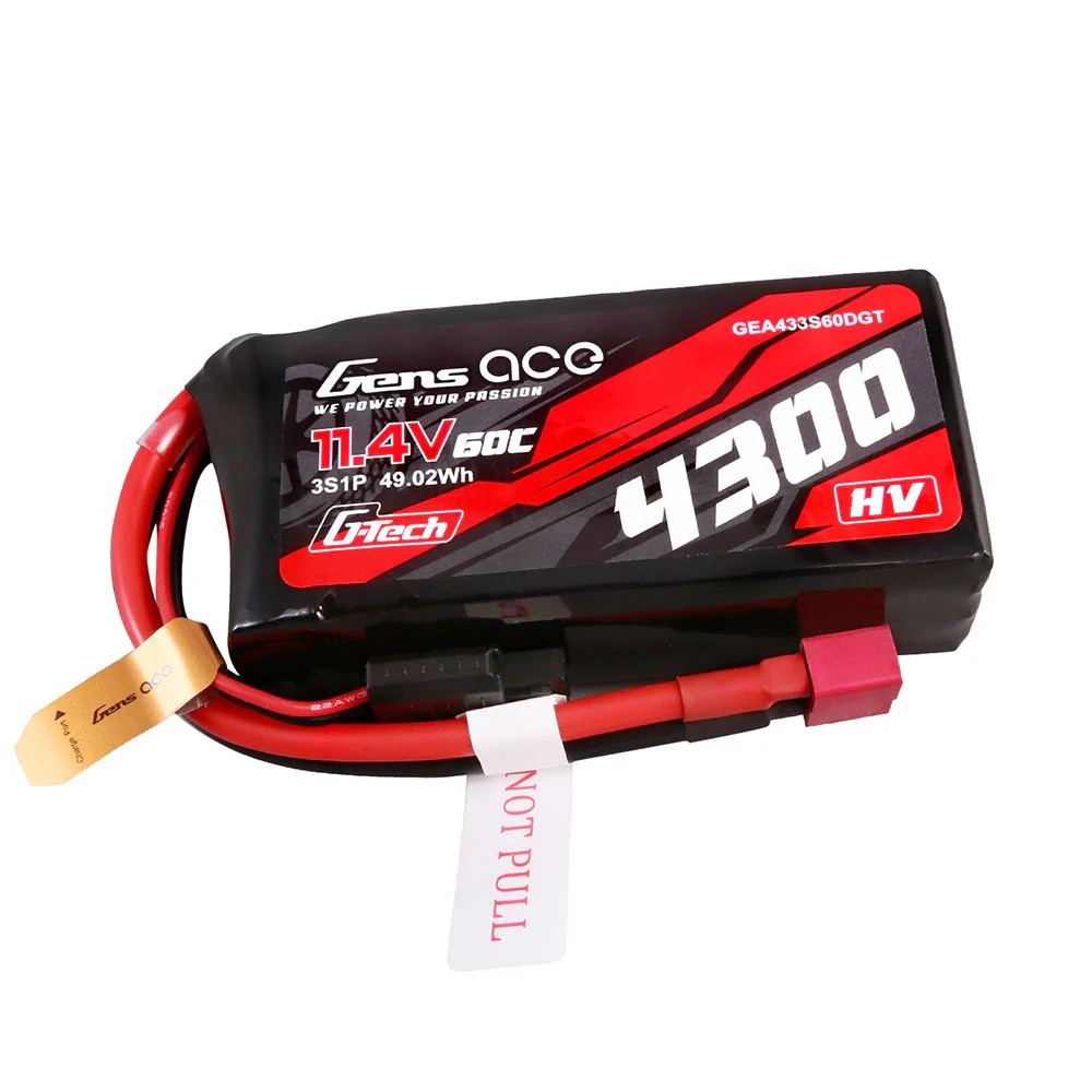 Gens Ace G-Tech 4300mAh 11.4V 60C 3S LiHV Battery T-Plug (Deans)