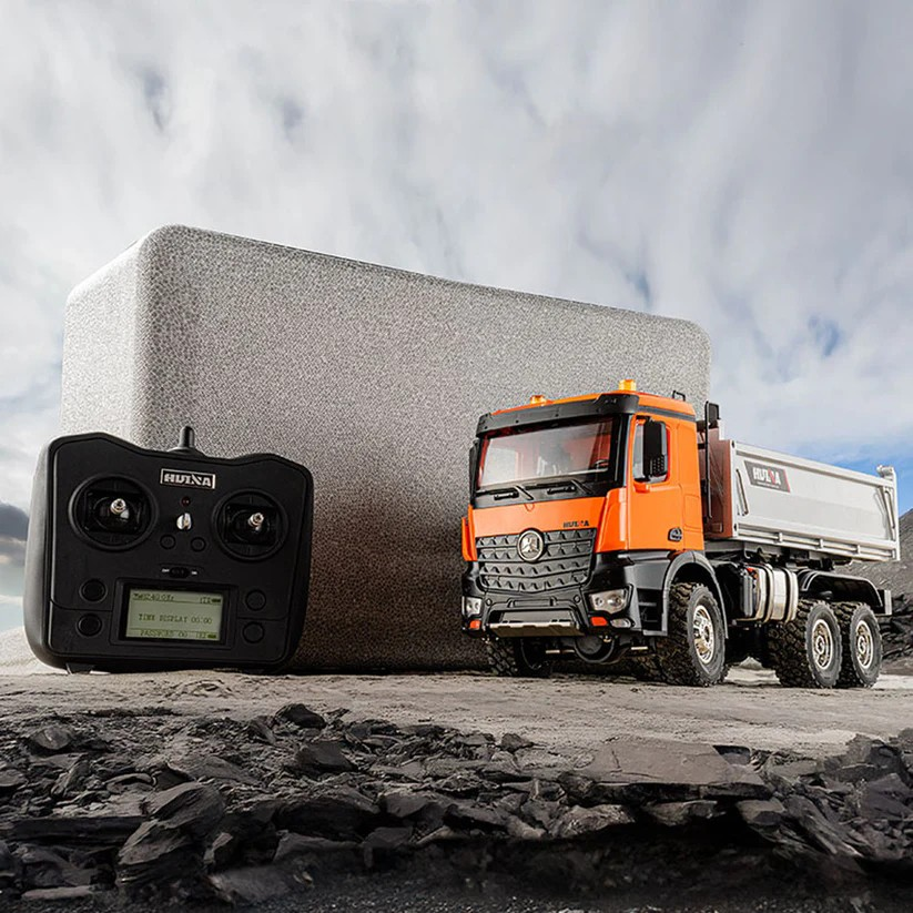 HUINA 1598 1/14 RC Dump Truck 6x6 11CH 2.4GHz – Τηλεκατευθυνόμενο Φορτηγό Ανατροπής Orange