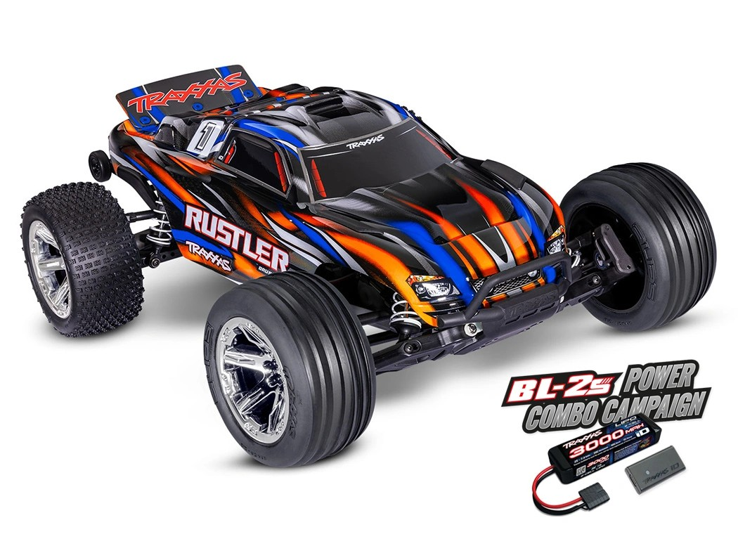 Traxxas Rustler BL-2s Brushless 1/10 Stadium Truck RTR – Blue με ΔΩΡΟ LiPo 3000mAh & USB Φορτιστή