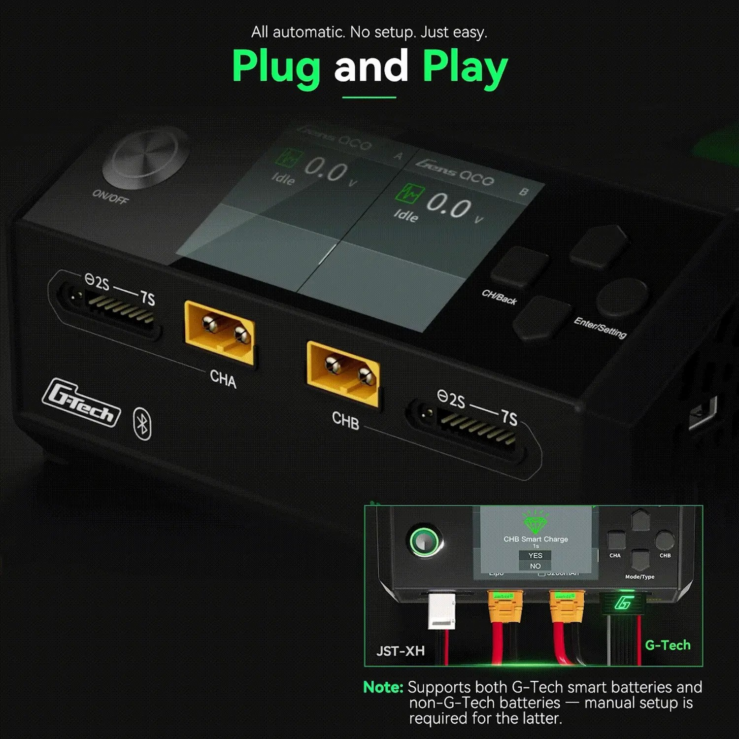 Gens ace iMars D1000 Plus Smart Charger Dual Channel 1000W | G-Tech | Bluetooth App Control