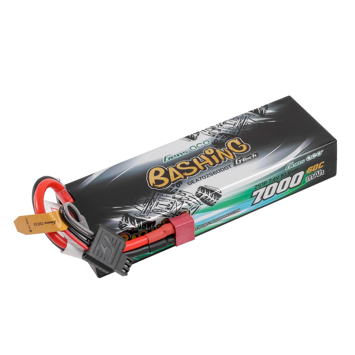 Gens Ace G-Tech 7000mAh 7.4V 60C 2S HardCase LiPo Battery με T-Plug (Bashing Series)