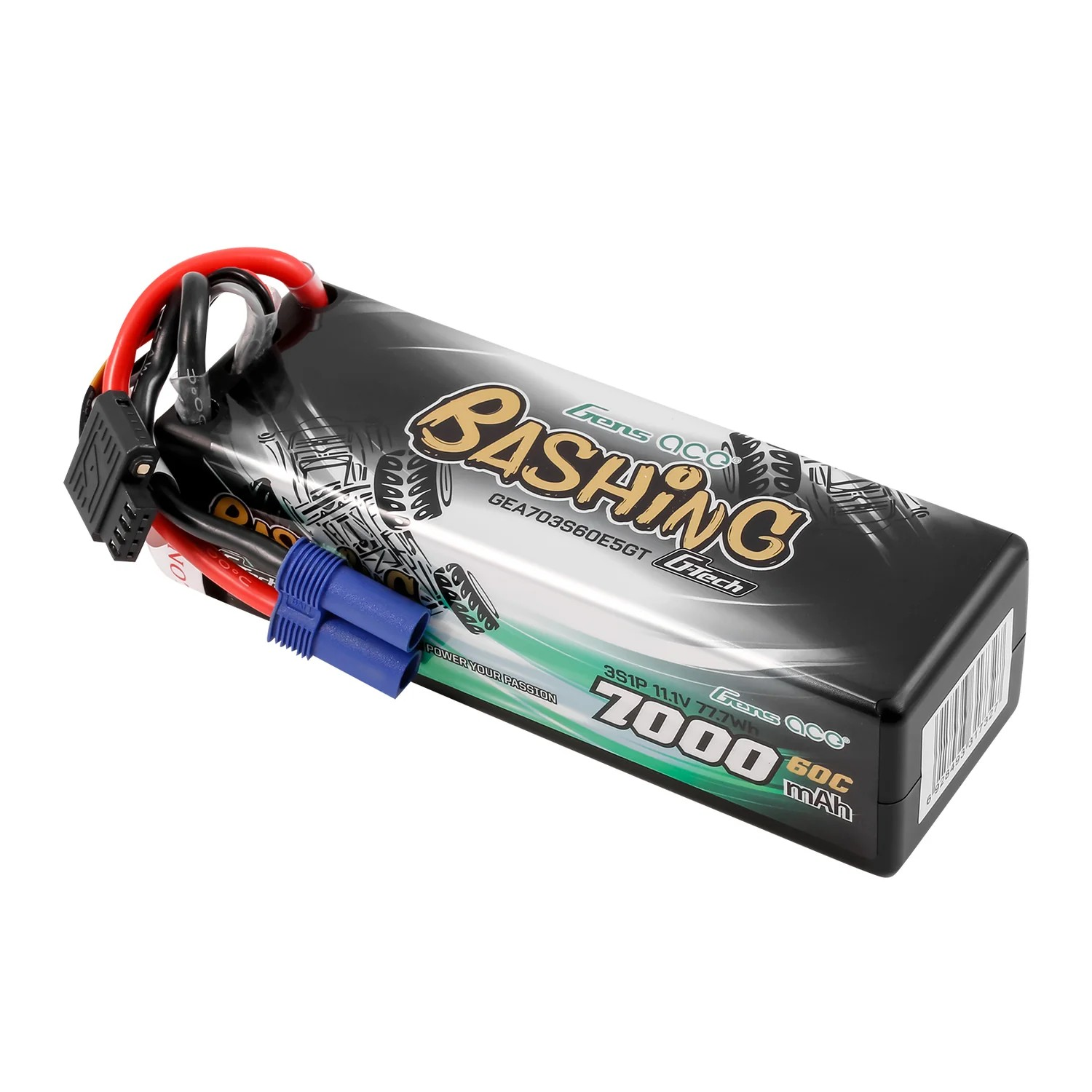 Gens Ace Bashing Series 7000mAh 11.1V 60C 3S Hard Case LiPo Battery EC5 G-Tech
