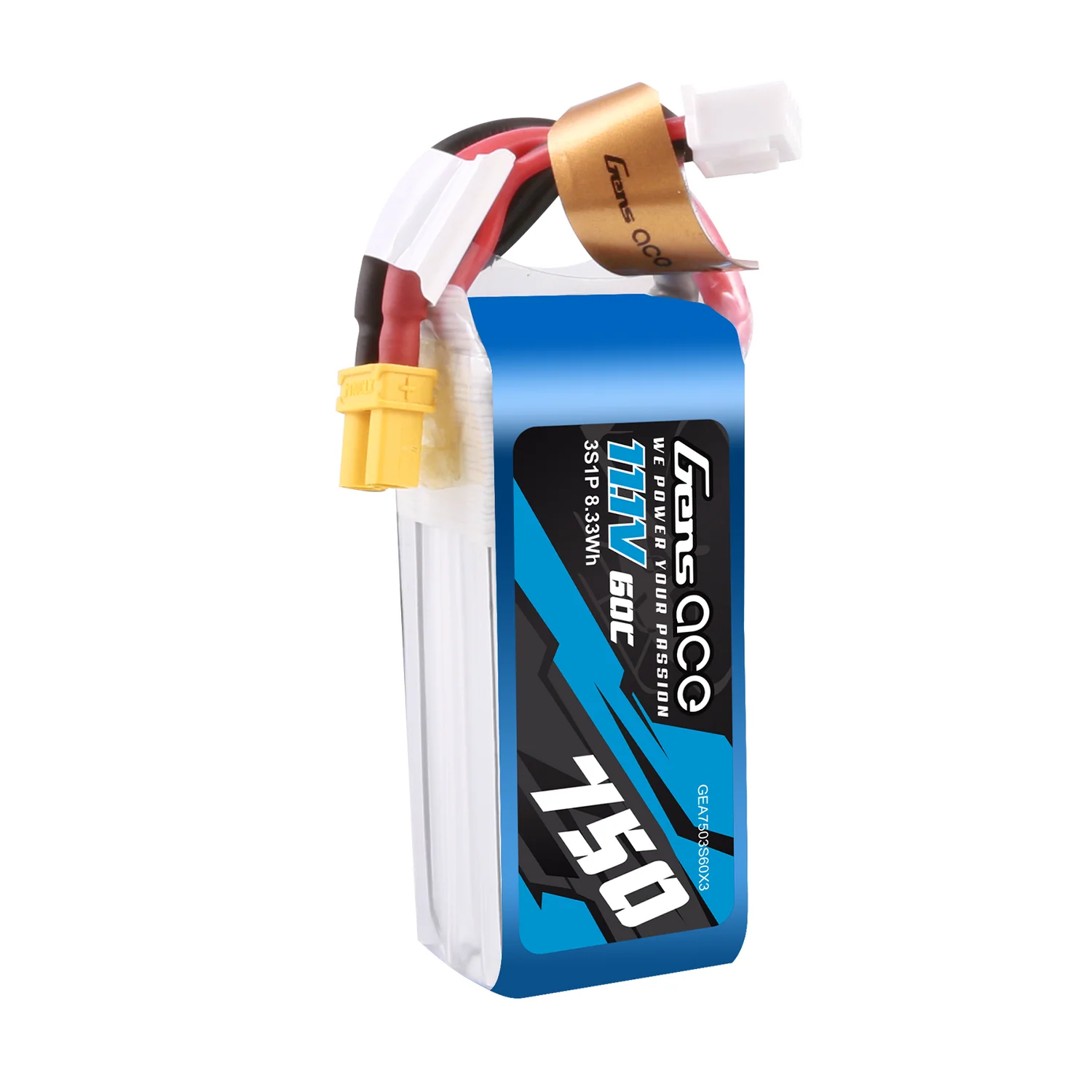 Gens Ace 750mAh 11.1V 60C 3S LiPo Battery XT30