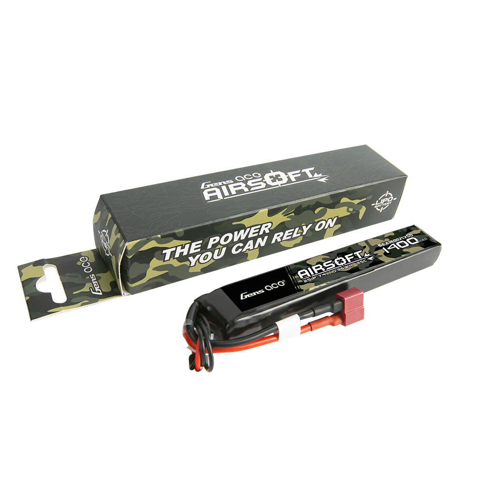 Gens Ace 1400mAh 7.4V 25C 2S LiPo Airsoft Battery T-Plug