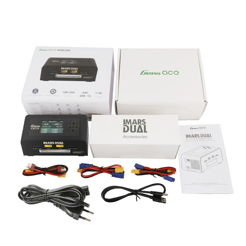 NEW GensAce Imars Dual Channel AC200W/DC300Wx2 Smart Balance RC Charger