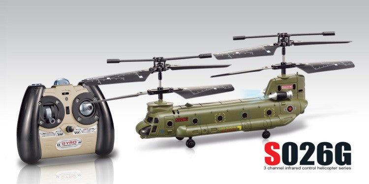 Syma S026G 3 CH Remote Control Mini Chinook RC Helicopter with GYRO - RACERC