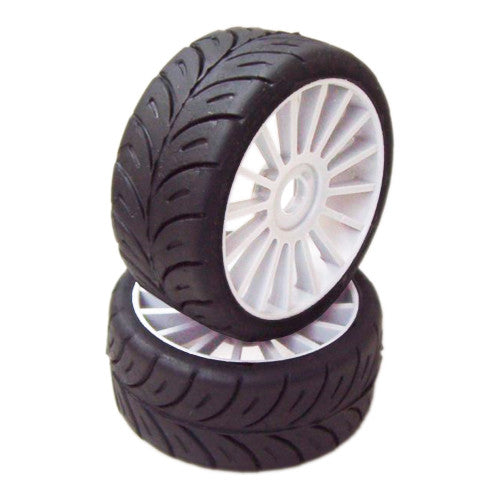 1/8 GT SPORT HARD PRE-MOUNTED ON MULTI SPOKE GREY WHEEL (2 PCS)