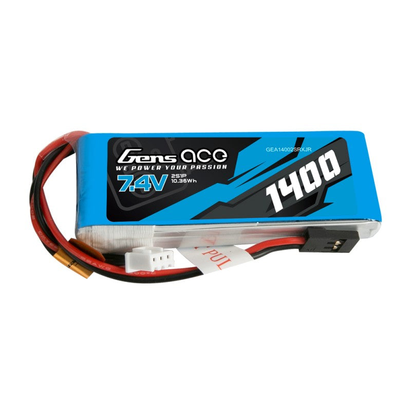 Gens ace 1400mAh 7.4V 2S LiPo Transmitter Battery JR Plug | Racerc