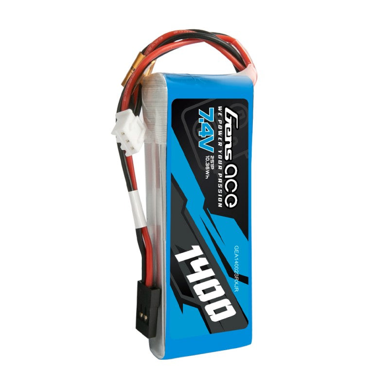 Gens ace 1400mAh 7.4V 2S LiPo Transmitter Battery JR Plug | Racerc
