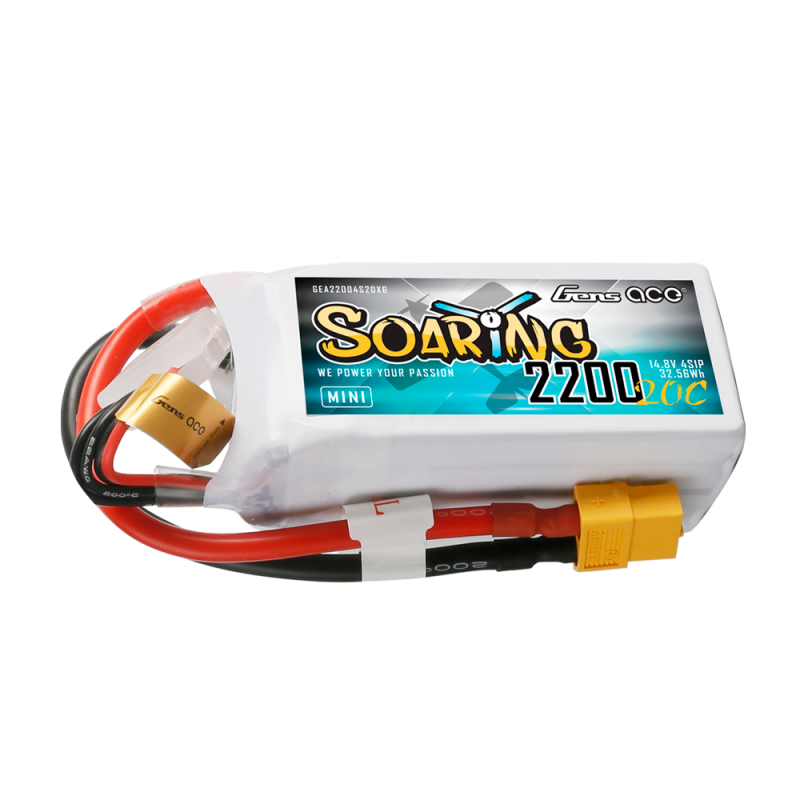 Gens Ace Soaring Mini 2200mAh 14.8V 20C 4S LiPo Battery XT60