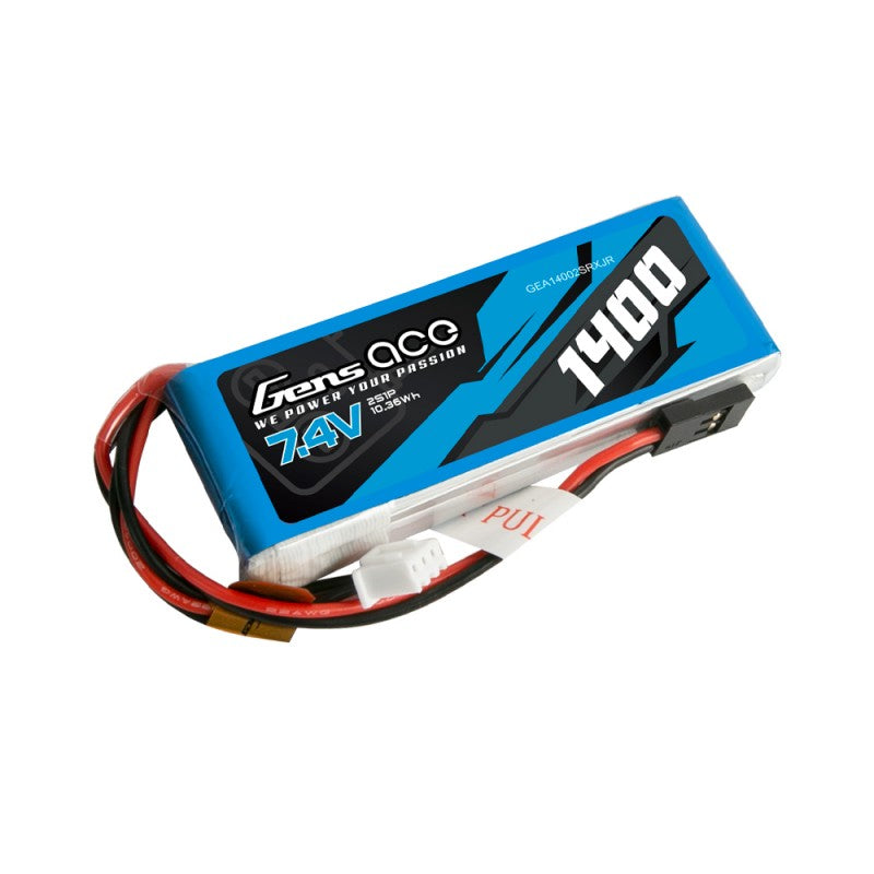 Gens ace 1400mAh 7.4V 2S LiPo Transmitter Battery JR Plug | Racerc