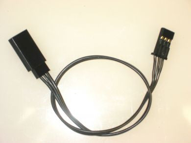 225mm Triple Black 22 gauge soft PVC servo extension - RACERC