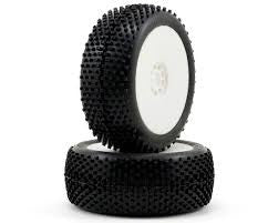 AKA Racing Cross Brace 1/8 Buggy Tires (2) (Pre-Mounted) (White) (Medium) - RACERC