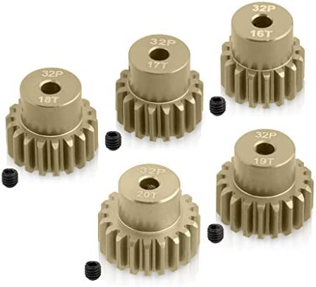 ProtonRC Aluminum 7075 Hard Coated 32DP Motor Pinions Gear - Ti Gold for 3.175 Shaft