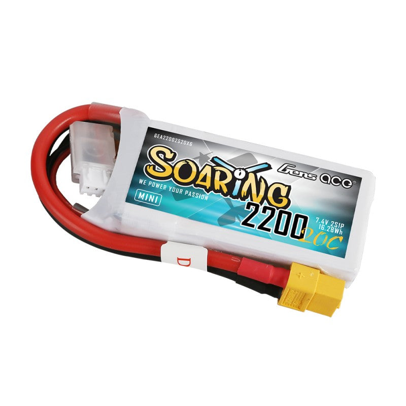 Gens ace Soaring Mini 2200mAh 7.4V 20C 2S LiPo Battery Pack με XT60 Plug