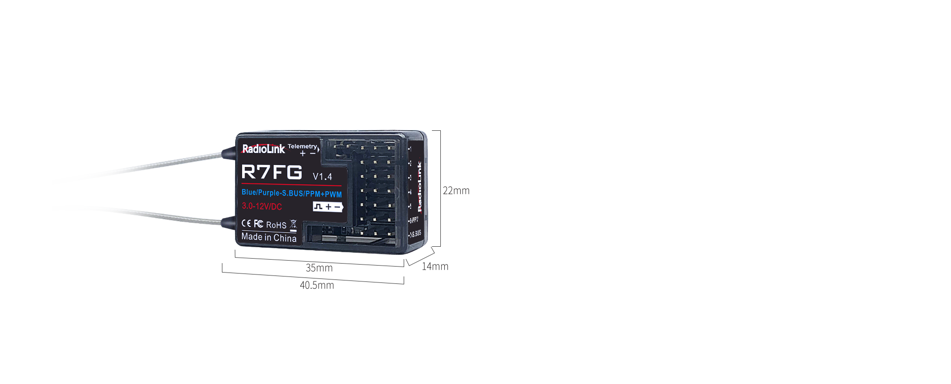 RadioLink 7 CH R7FG Gyro Receiver with Voltage Telemetry Long Range Control