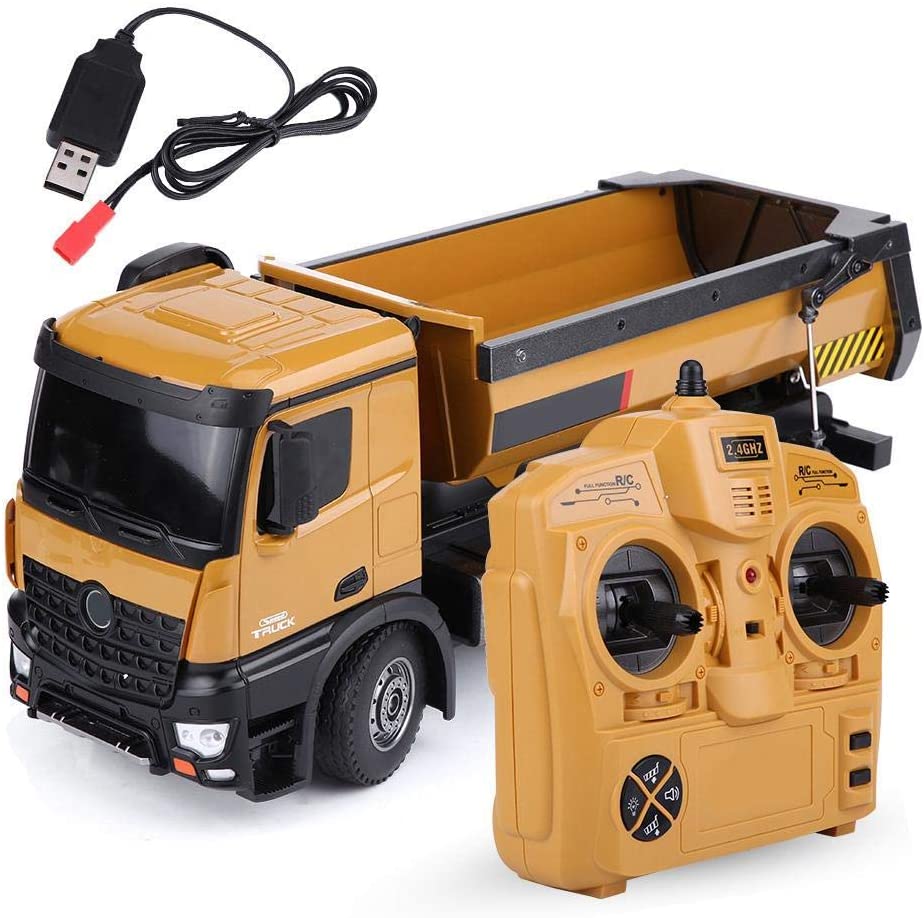 Huina 1573 RTR 2.4GHz 10 Channel 1:14 Remote Control RC Truck Dump Self-discharging Metal Auto