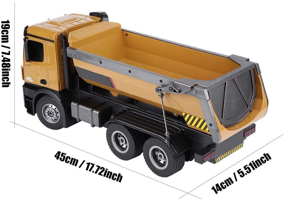 Huina 1573 RTR 2.4GHz 10 Channel 1:14 Remote Control RC Truck Dump Self-discharging Metal Auto