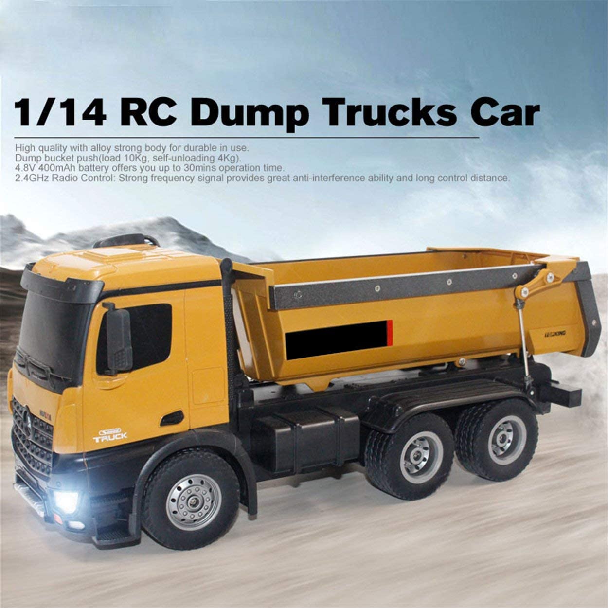 Huina 1573 RTR 2.4GHz 10 Channel 1:14 Remote Control RC Truck Dump Self-discharging Metal Auto