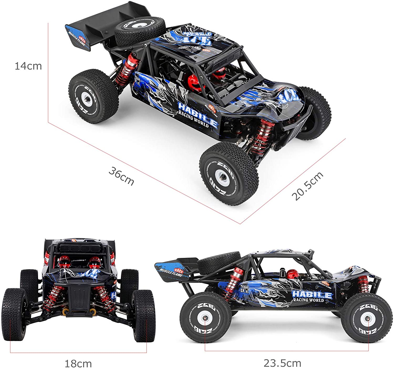 Wltoys 124018 High Speed Racing Car 60km/h 1/12 2.4GHz RC Car Off-Road Drift Car RTR 4WD with Aluminum Alloy Chassis Zinc Alloy Gear