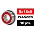 8X16X5MM FLANGED "HS" RUBBER SEALED BEARING SET (10PCS)