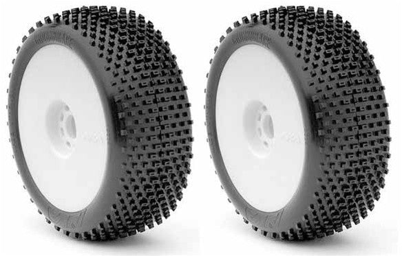 AKA Racing Cross Brace 1/8 Buggy Tires (2) (Pre-Mounted) (White) (Medium) - RACERC