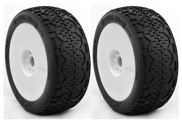 AKA Racing Handlebar 1/8 Buggy Tires (2) (Pre-Mounted) (White) (Super Soft) - RACERC