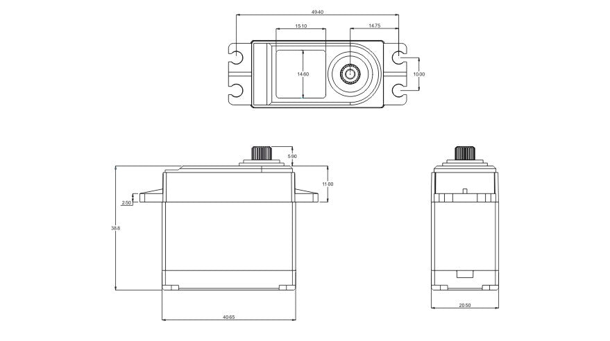 SRT DL5020 LV Digital Servo - 20kg/0.16 Sec @6v - Semi Alloy Case - WATERPROOF - RACERC