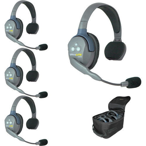 Eartec UltraLITE UL4S HD Kit - 4x Single Ear Headphones, case, charger
