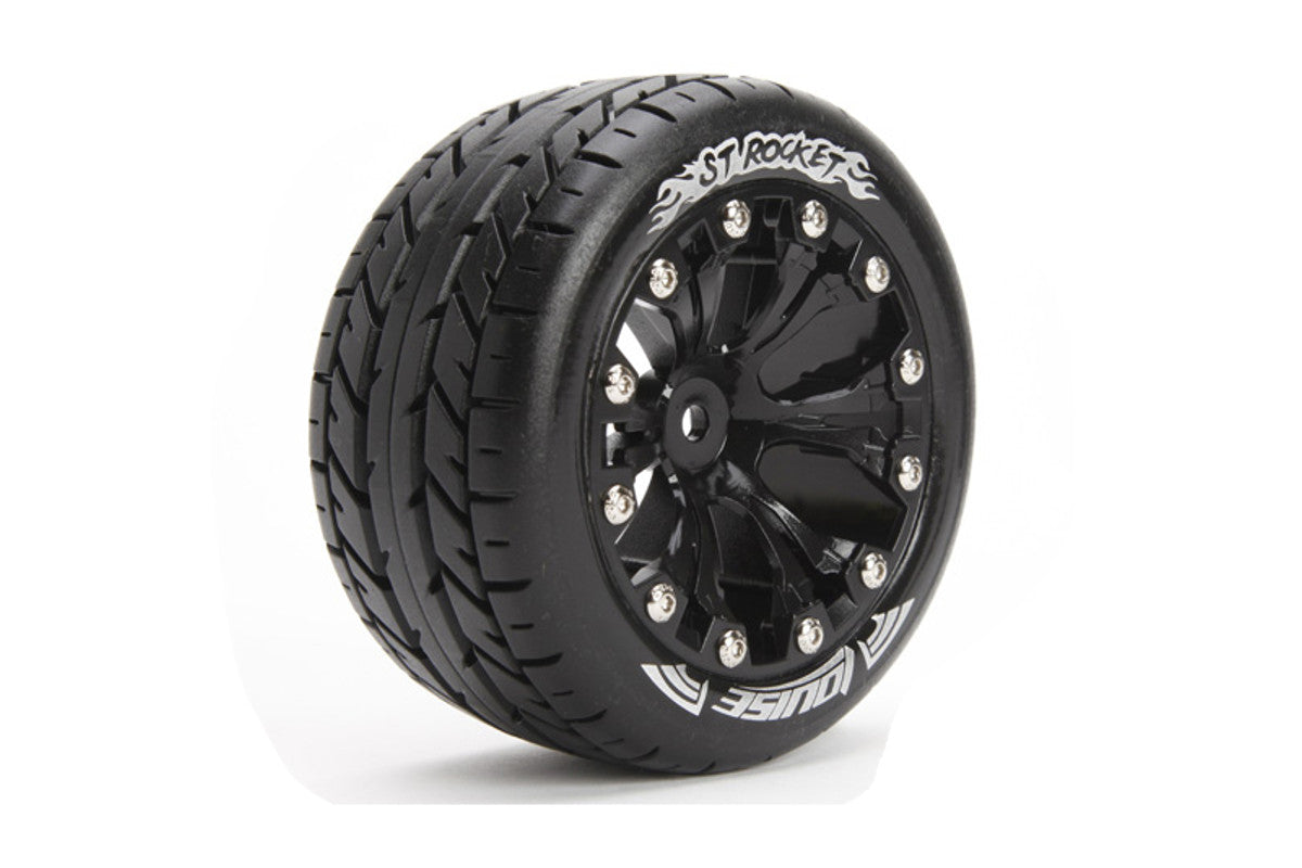 Louise 1:10 ST-Rocket 2.8 inch Truck Tire Mounted on Black Rim - 0 Offset (2) LT3208B