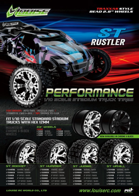 Louise RC ST-HUMMER 2.8" Stadium Truck Tires & Wheels (2) | Soft Compound 12mm Hex
